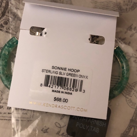 Kendra Scott Sonnie Sterling Silver & Green Onyx Resin Hoop Earrings NWT - Picture 10 of 11